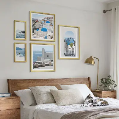 Mediterranean Greece views wall art set of 5 pieces