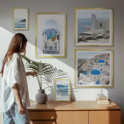 Mediterranean Greece views wall art set of 5 pieces