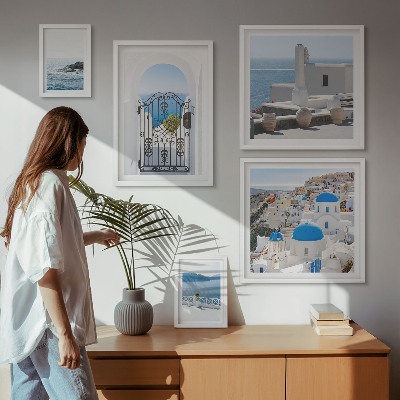Set of 5 wall art pieces Mediterranean Greece views