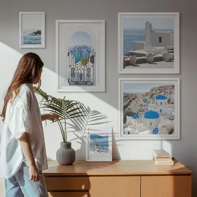 Mediterranean Greece views wall art set of 5 pieces