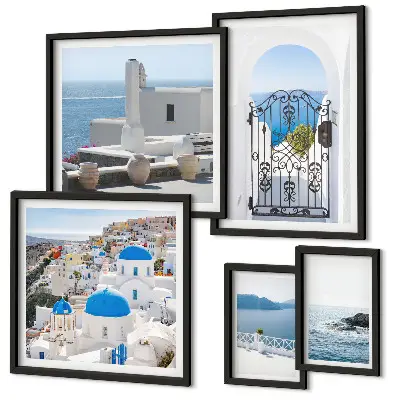 Mediterranean Greece views wall art set of 5 pieces