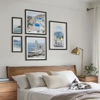 Mediterranean Greece views wall art set of 5 pieces