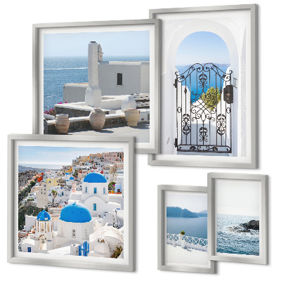 Set of 5 wall art pieces Mediterranean Greece views