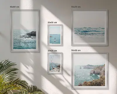 Gallery wall tranquil sea views, beaches, and cliffs