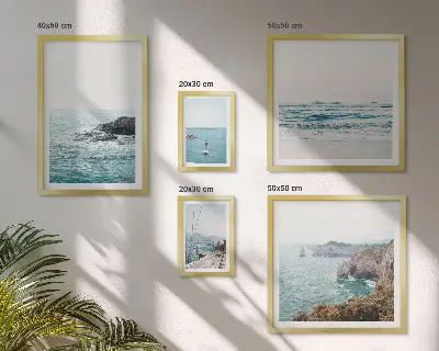 Gallery wall tranquil sea views, beaches, and cliffs