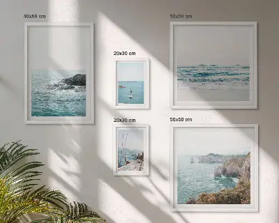 Gallery wall tranquil sea views, beaches, and cliffs