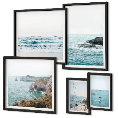 Gallery wall tranquil sea views, beaches, and cliffs
