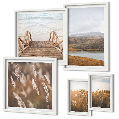 Framed photo set Natural landscapes of the lake field
