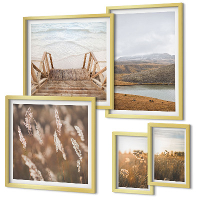 Framed photo set Natural landscapes of the lake field