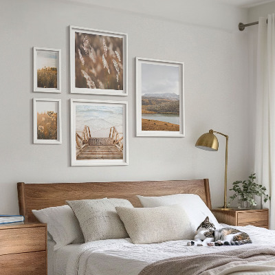 Framed photo set Natural landscapes of the lake field