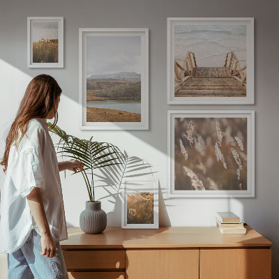 Framed photo set Natural landscapes of the lake field