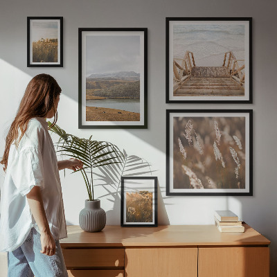Framed photo set Natural landscapes of the lake field