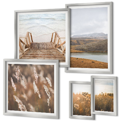 Framed photo set Natural landscapes of the lake field