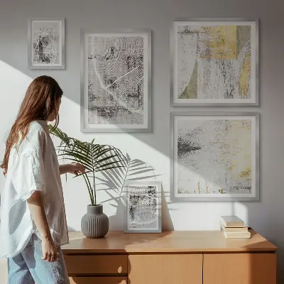 Abstract neutral wall art set of 5 pieces