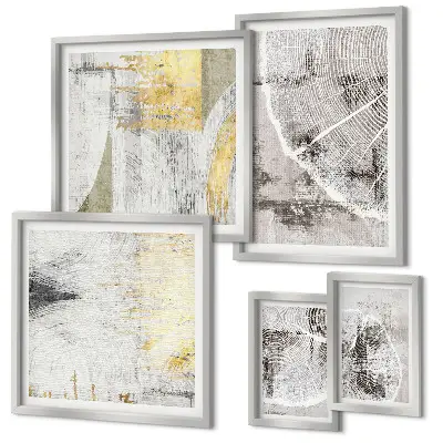 Abstract neutral wall art set of 5 pieces