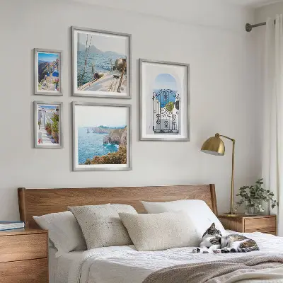 Gallery wall art set landscapes of Greece with seaside architecture