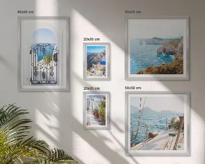 Gallery wall art set landscapes of Greece with seaside architecture