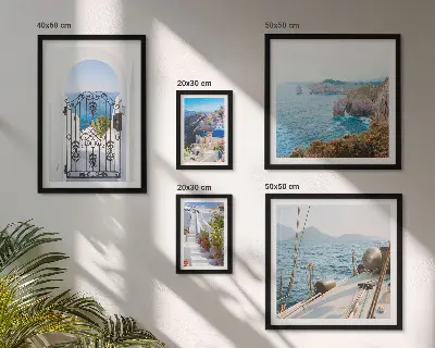 Gallery wall art set landscapes of Greece with seaside architecture