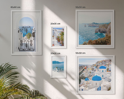Framed photo set Santorini blue sea houses