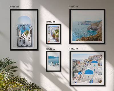 Framed photo set Santorini blue sea houses