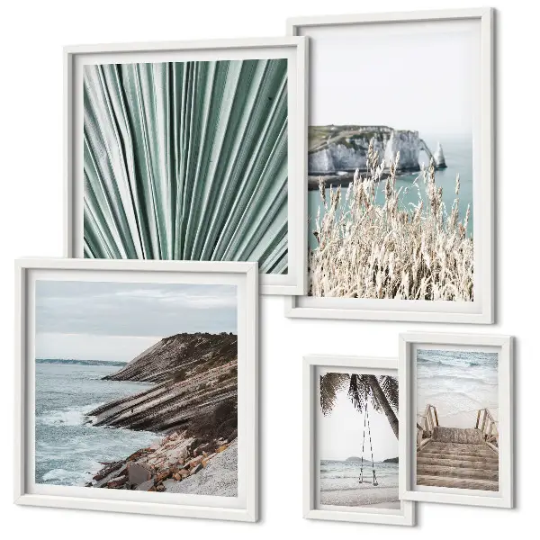 Gallery wall set seaside beaches and tropical scenery