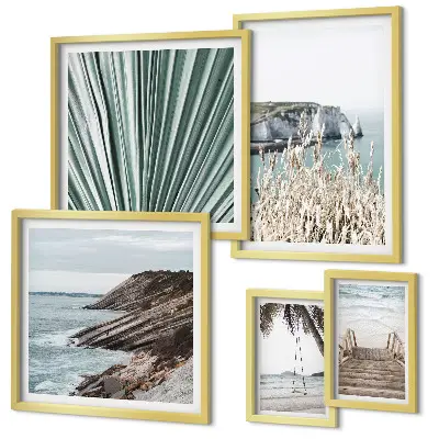 Gallery wall set seaside beaches and tropical scenery