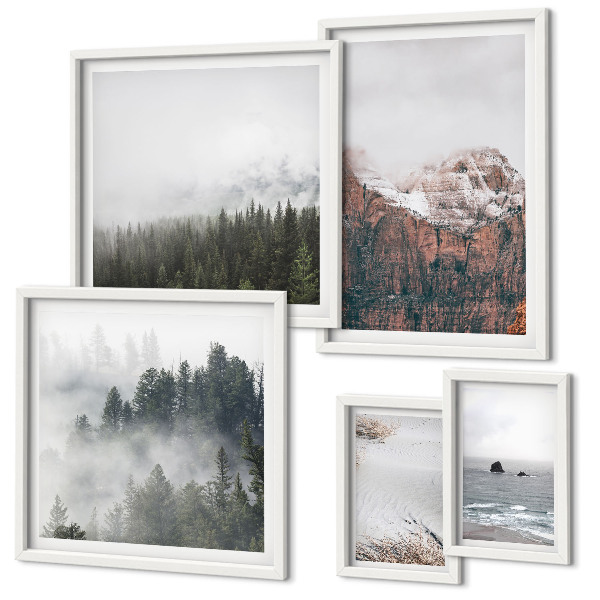 Framed photo set Landscapes mountains forests clouds