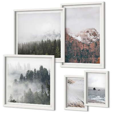 Framed photo set Landscapes mountains forests clouds