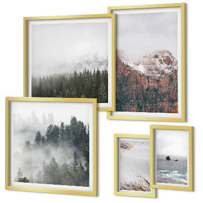 Framed photo set Landscapes mountains forests clouds