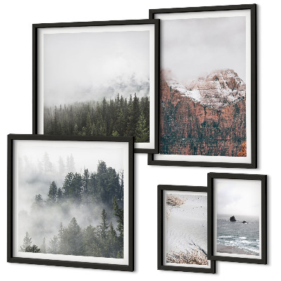 Framed photo set Landscapes mountains forests clouds