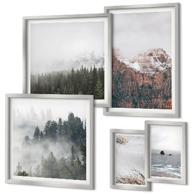 Framed photo set Landscapes mountains forests clouds