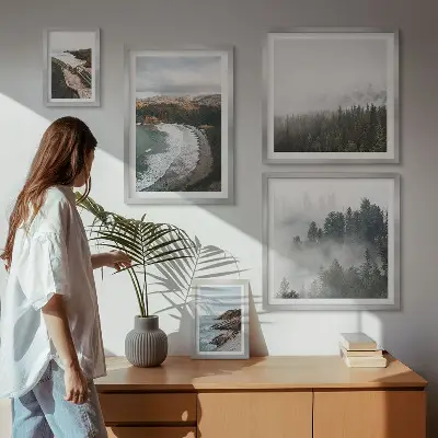 Set of 5 wall art pieces Coastal landscapes, mountain forests