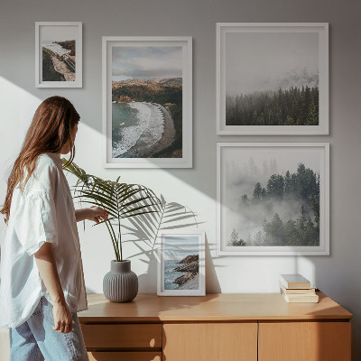 Set of 5 wall art pieces Coastal landscapes, mountain forests