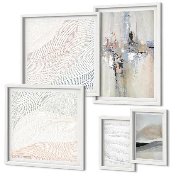 Framed photo set abstract compositions in various shades