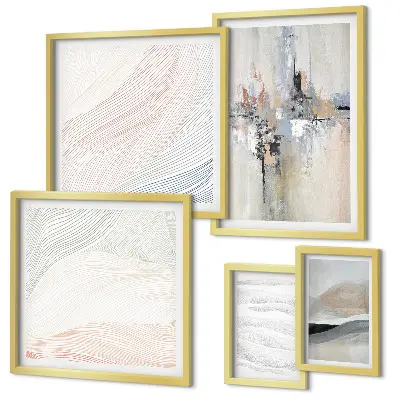 Framed photo set abstract compositions in various shades