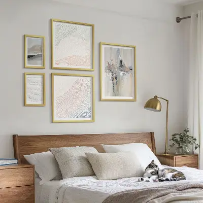 Framed photo set abstract compositions in various shades