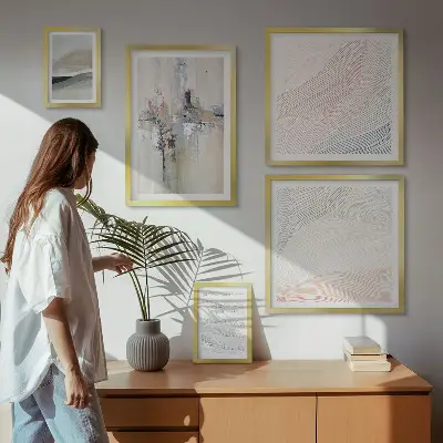 Framed photo set abstract compositions in various shades
