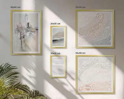 Framed photo set abstract compositions in various shades