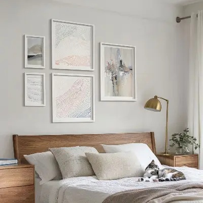 Framed photo set abstract compositions in various shades