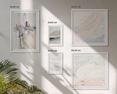 Framed photo set abstract compositions in various shades