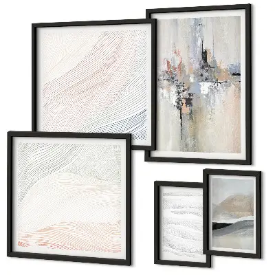 Framed photo set abstract compositions in various shades