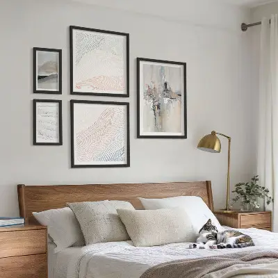 Framed photo set abstract compositions in various shades