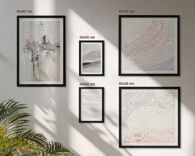 Framed photo set abstract compositions in various shades