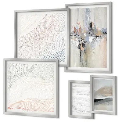 Framed photo set abstract compositions in various shades