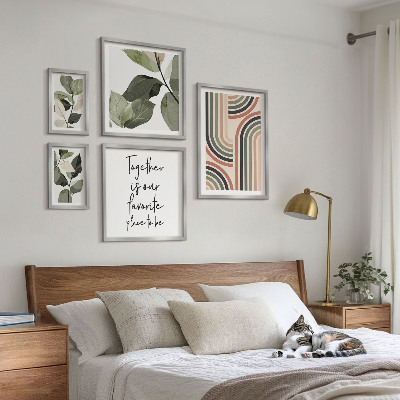 Set of 5 wall art pieces Stylish floral accents geometry