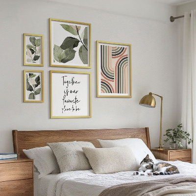 Set of 5 wall art pieces Stylish floral accents geometry