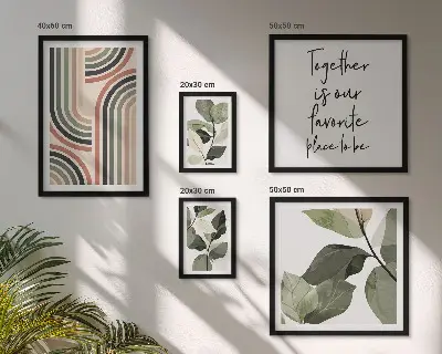 Set of 5 wall art pieces stylish floral and geometric accents