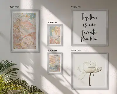 Abstract flower wall art set set of 5 pieces with slogans