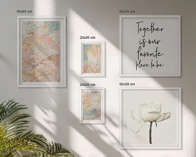 Abstract flower wall art set set of 5 pieces with slogans