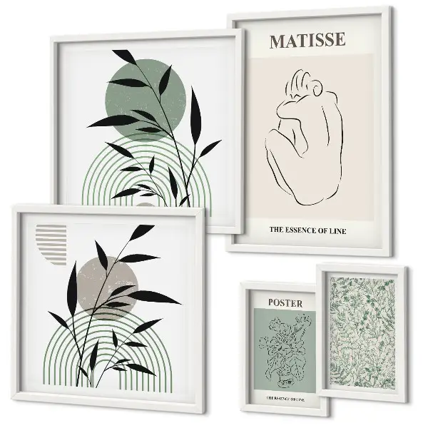 Framed photo set with stylish plant graphics